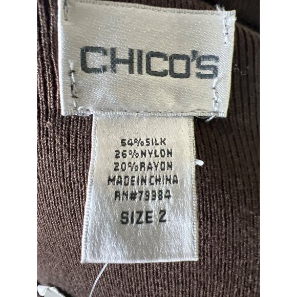 Chico's Brown V-Neck Long Sleeve  Knit Top Pullover Sweater size M - Picture 7 of 8